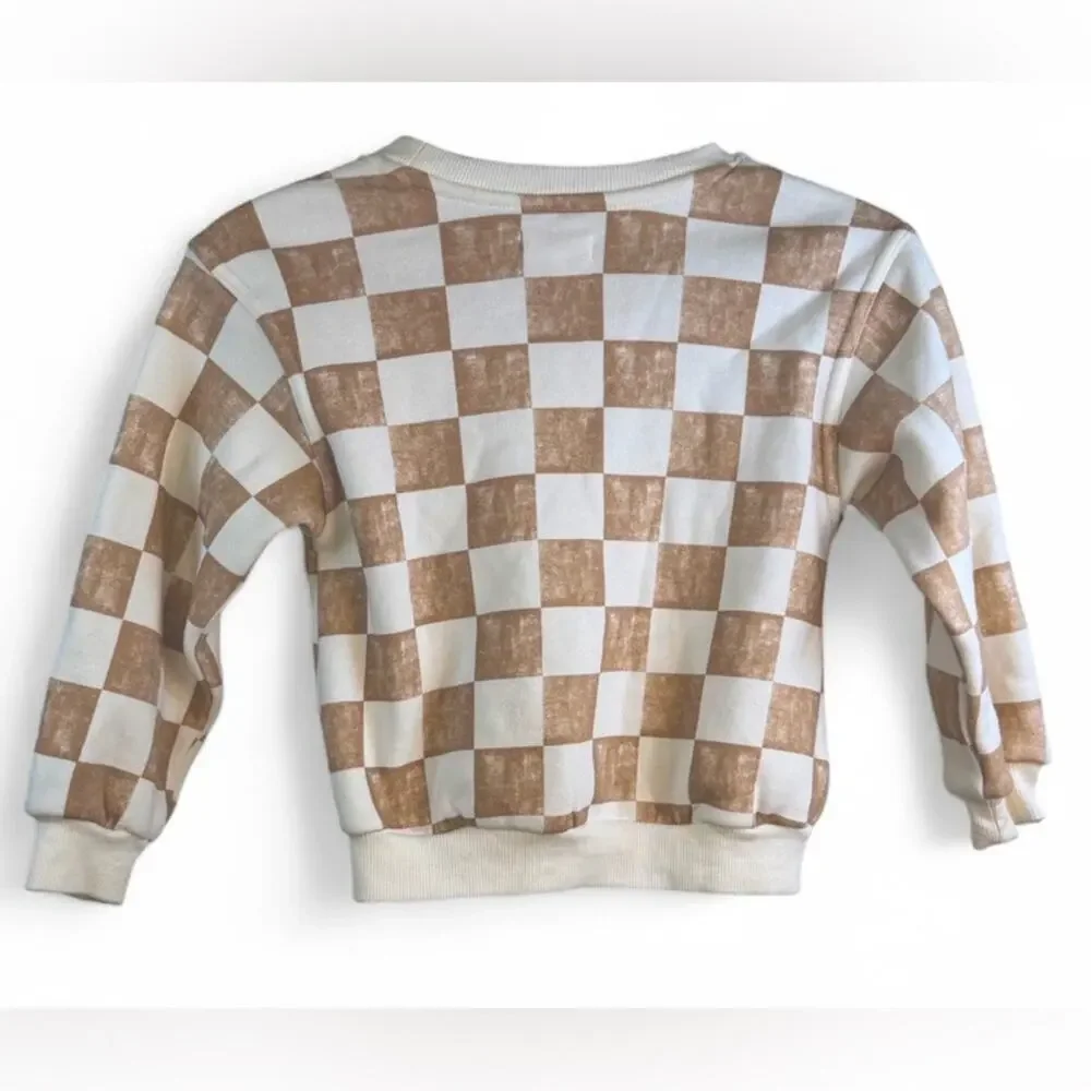 Grayson Mini Checkered Brown and White Sweatshirt size 5T